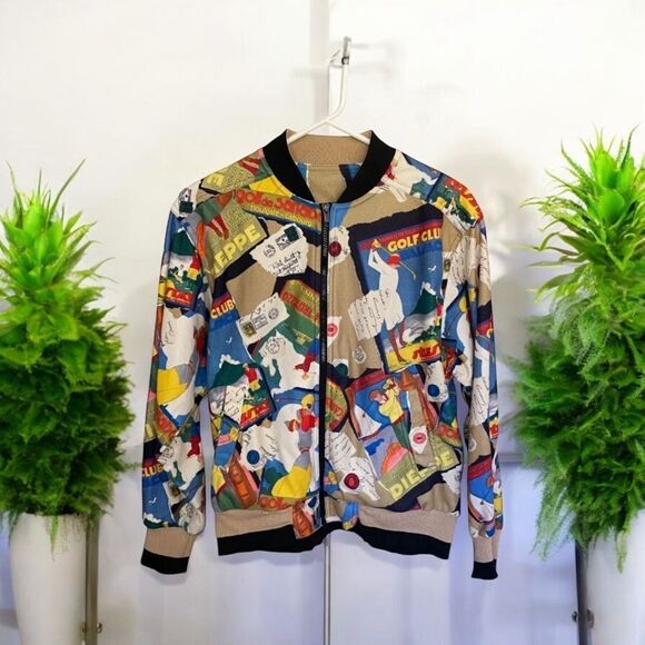 Colorful Graphic Bomber Jacket vintage TAIL golf graphics - Picture 2 of 6
